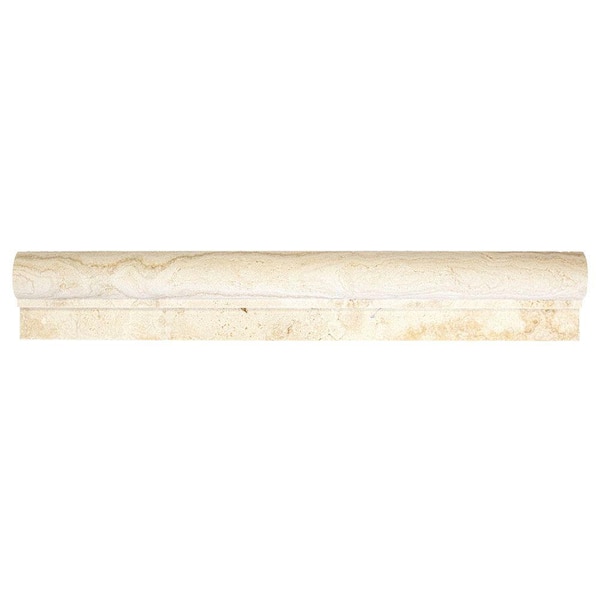 Jeffrey Court Light Travertine Beige 1.875 in. x 12 in. Honed Travertine Wall Moulding Trim