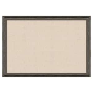 Natural Linen by The Creative Bunch Studio 39 in. x 27 in. Upcycled Brown Grey Wood Framed Fabric Pinboard Memo Board