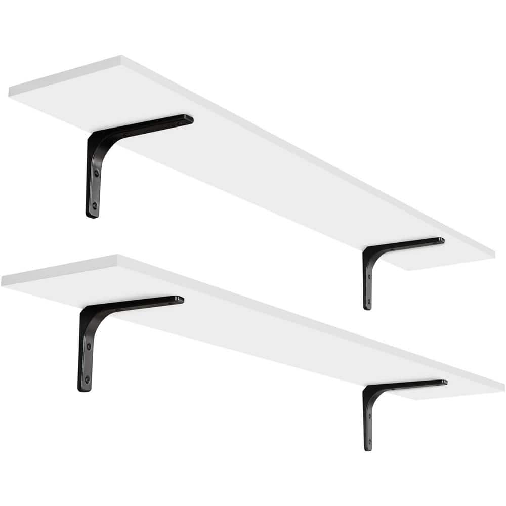 47.3 in. W x 7.9 in. D White Decorative Wall Shelf, Wall Mounted Shelves Se