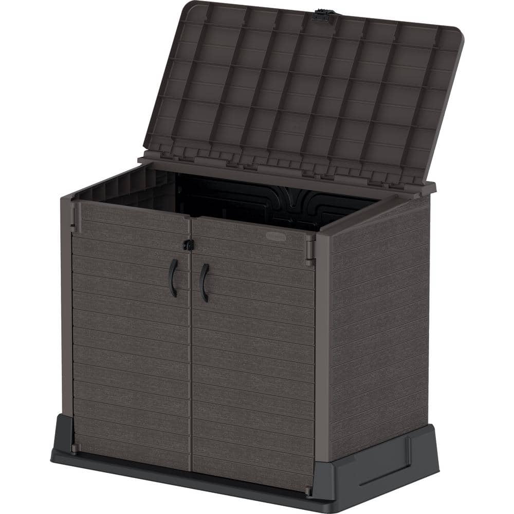 Brown Polypropylene Resin Outdoor Storage Shed with Lockable Doors