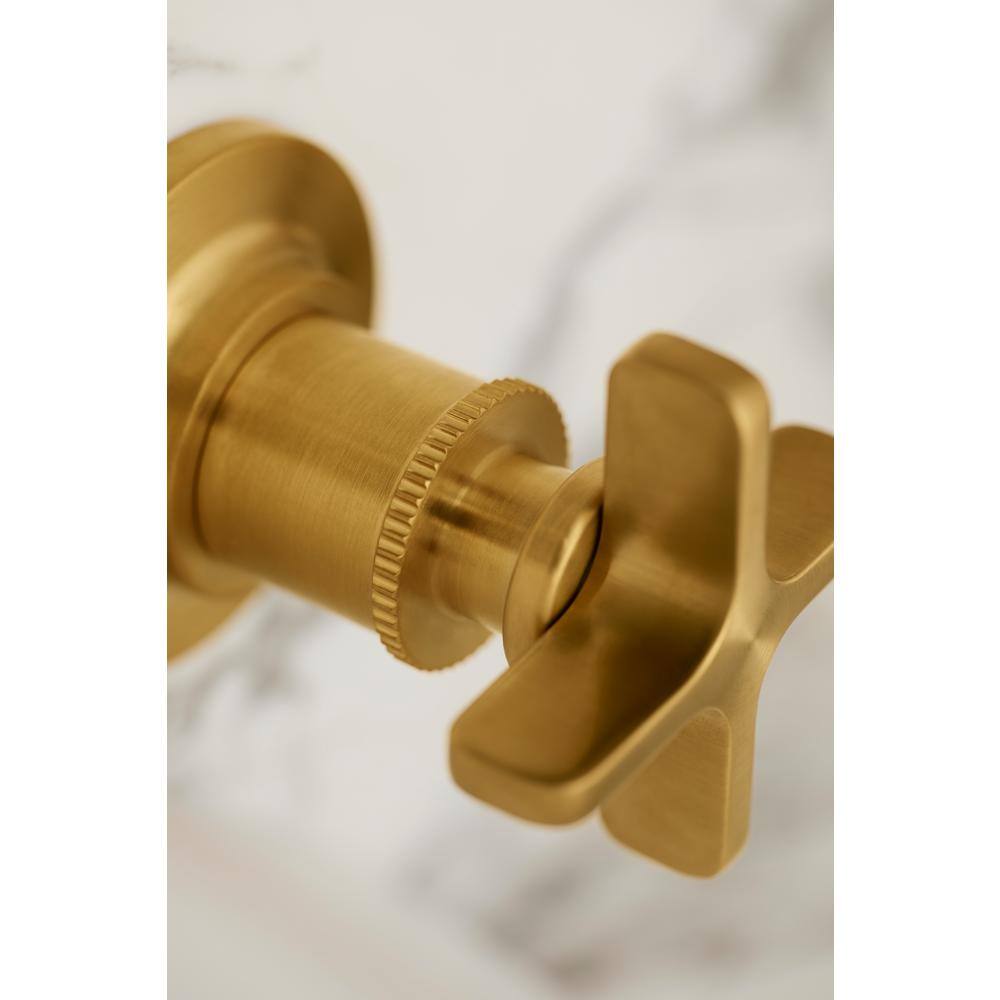 Matte Black Wall-Mount Bathroom Sink Faucet with Knurled Levers