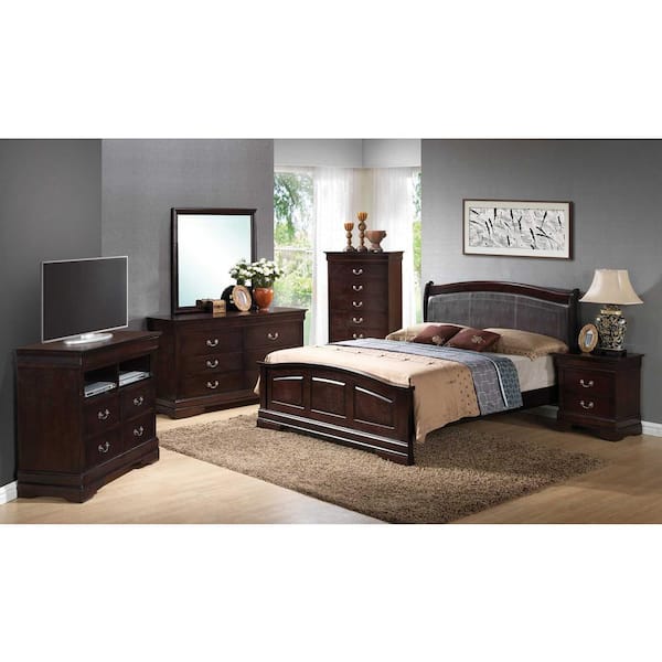 Coaster Louis Philippe 5-Piece Wood Full Panel Bedroom Set in Cappuccino