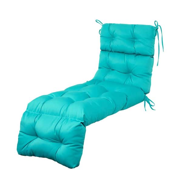 BLISSWALK Outdoor Chaise Lounge Cushions 71x24x4" Wicker Tufted Cushion for Patio Furniture in Lake Blue