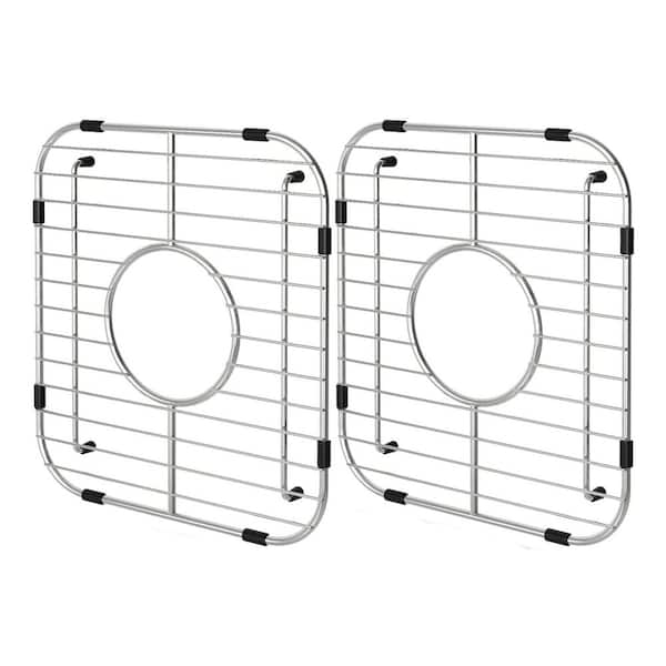 12.5 in. L x 10.5 in. W Sink Protector Grid 304 Stainless Steel Center Drain Rack Silver 2 Pack Universal Fit