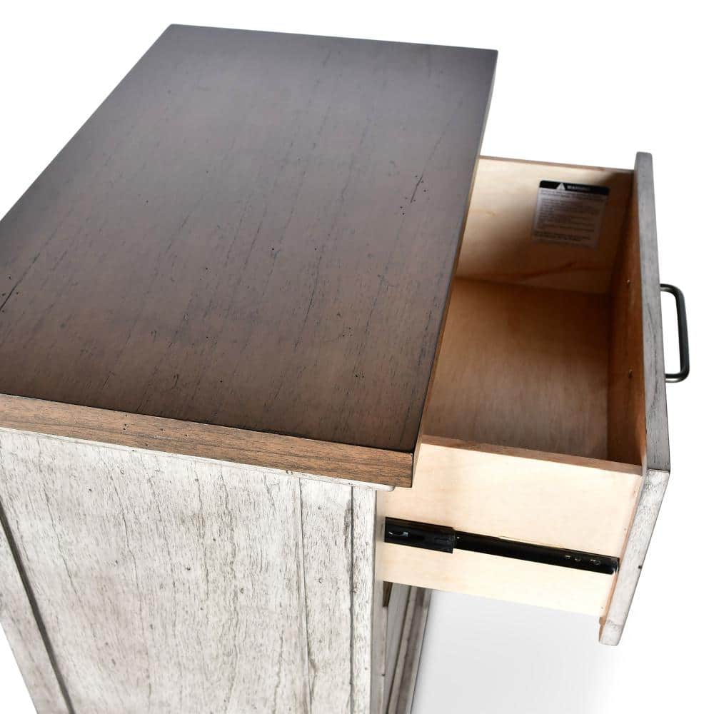 Rustic Ivory Farmhouse 2-Drawer Nightstand with Honey Accents