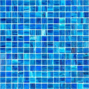 Celestial Glossy Sea Blue 12 in. x 12 in. Glass Mosaic Wall and Floor Tile (20 sq. ft./case) (20-pack)