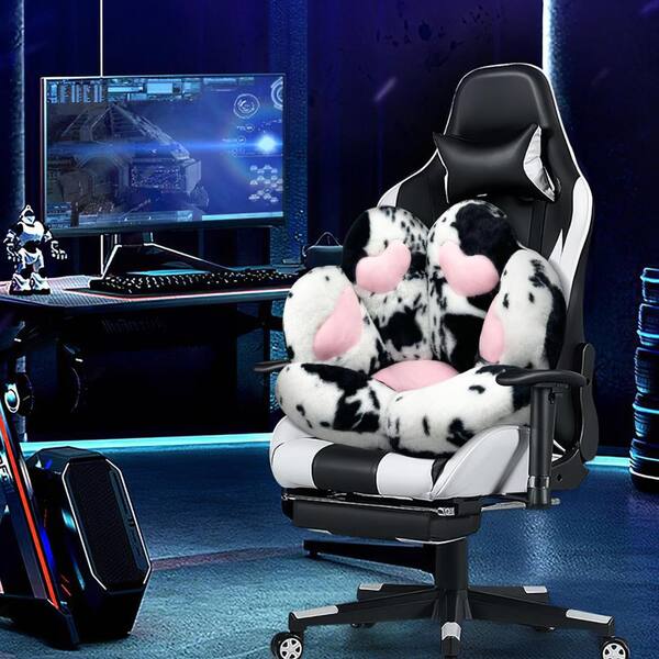 Angel Sar 28 in. x 24 in. Milk Cow Color Cat Paw Chair Pad