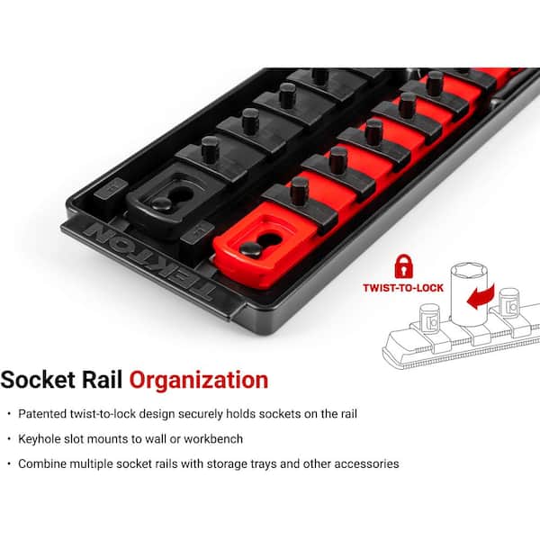 TEKTON 1/4 in. Drive 6-Point Socket Set with Rails (5/32 in.-9/16