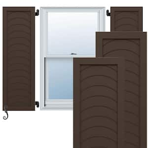 EnduraCore Kyoto Modern Style 18-in W x 55-in H Raised Panel Composite Shutters Pair in Raisin Brown