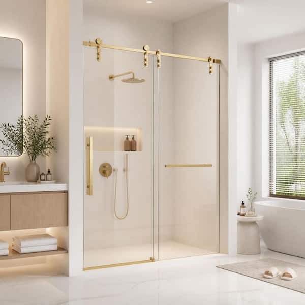 Ximuprmy 44 in. - 48 in. W x 76 in. H Sliding Frameless Shower