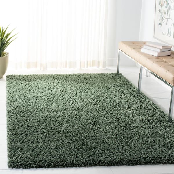 August Shag Green 5 ft. x 8 ft. Solid Area Rug