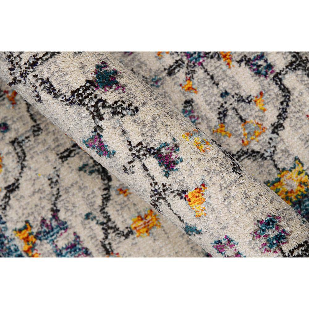 Uptown Bohemian Ivory & Yellow 8'10"x11'10" Synthetic Area Rug