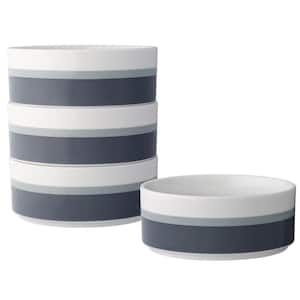 ColorStax Stripe Grey 6 in, 20 fl. oz. Porcelain Cereal Bowls (Set of 4)