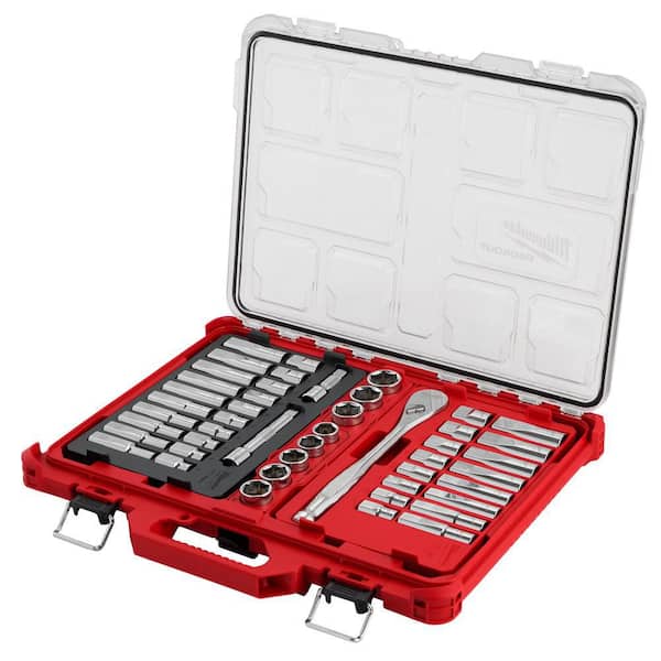Milwaukee - 1/2 in. Drive SAE/Metric Ratchet and Socket Mechanics Tool Set with PACKOUT Case (47-Piece)