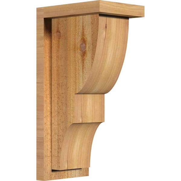 Ekena Millwork 6 in. x 8 in. x 16 in. Western Red Cedar Ridgewood Rough Sawn Corbel with Backplate