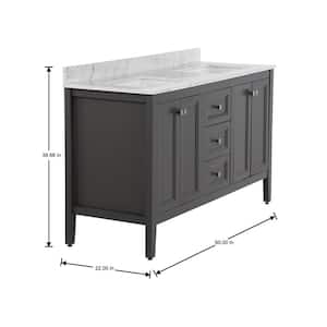 Darcy 61 in. W x 22 in. D x 39 in. H Double Sink Freestanding Bath Vanity in Shale Gray with Lunar Cultured Marble Top