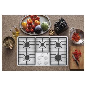 36 in. Gas Cooktop in White with 5 Burners including Power Boil Burners