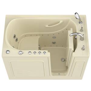 HD Series 53 in. Right Drain Quick Fill Walk-In Whirlpool and Air Bath Tub with Powered Fast Drain in Biscuit