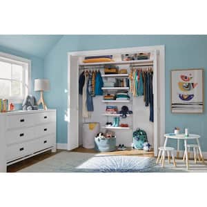 Genevieve 6 ft. White Adjustable Closet Organizer Double Long Hanging Rods with 6 Shelves