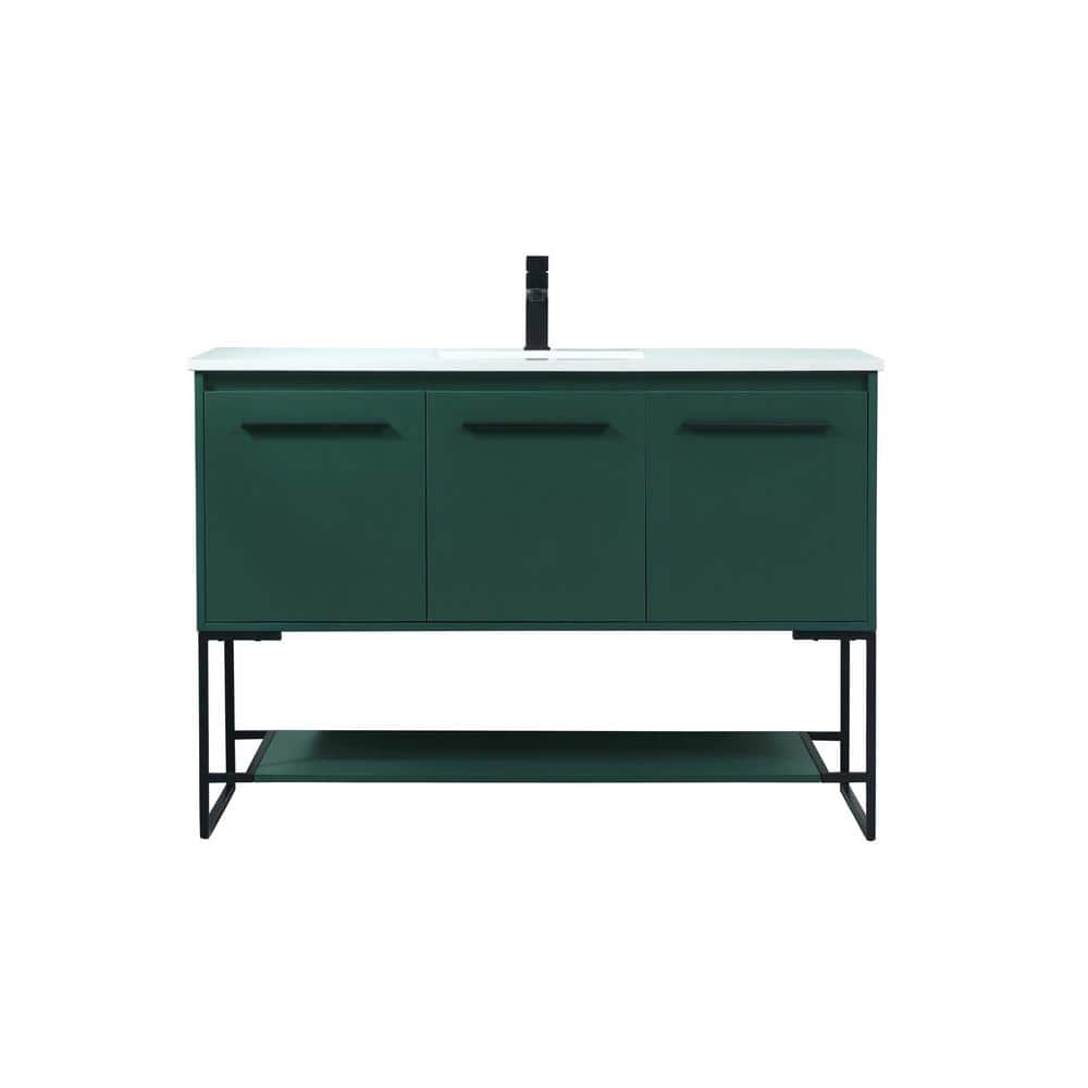 Timeless Home 48 in. W Single Bath Vanity in Green with Engineered Stone Va