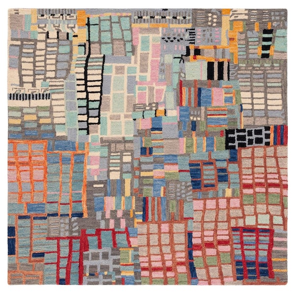 Aspen 3 ft. x 3 ft. Square Ivory/Black Abstract Geometric Area Rug