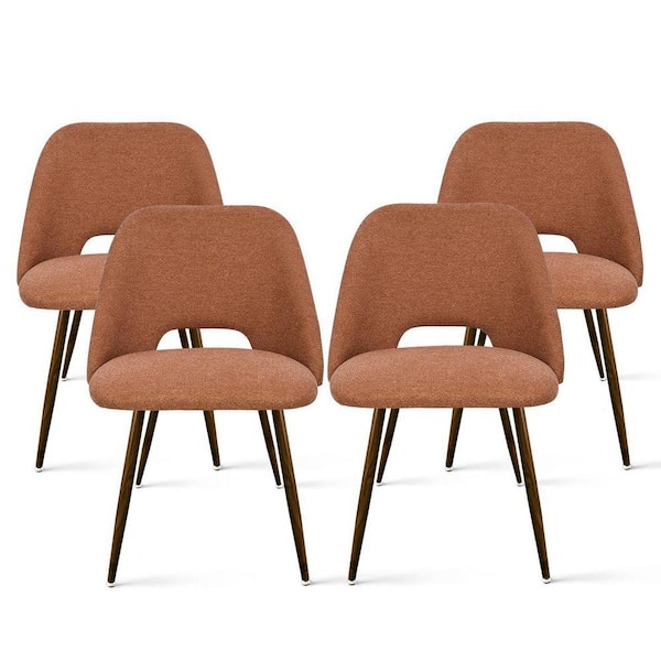 Upholstered Modern Cutout Back Terra Dining Chair with Walnut Leg (Set of 4)