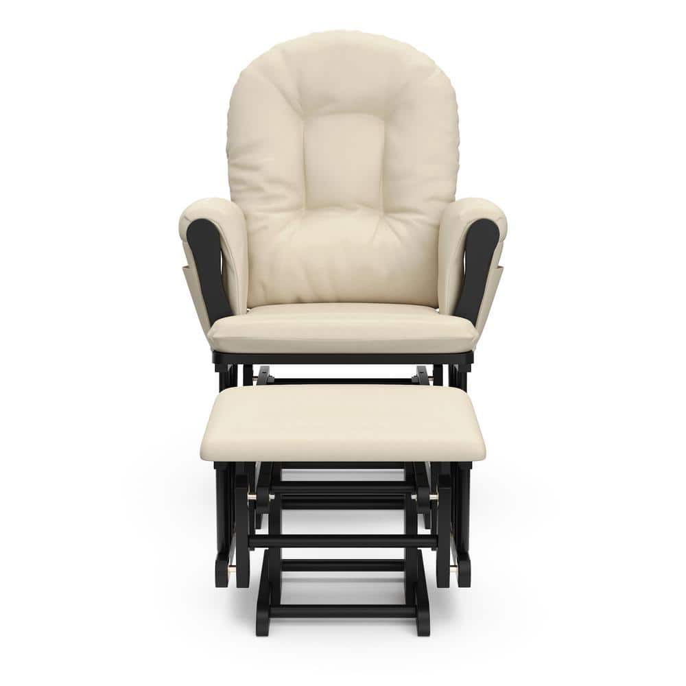 Hoop Black with Beige Cushion Glider and Ottoman Set