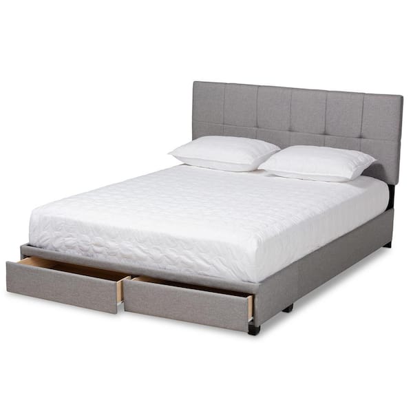 Baxton Studio Netti Light Grey Queen Storage Bed