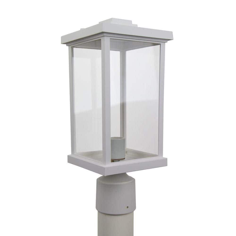 Artisan Square 1-Light White Hardwired Outdoor Weather Resistant Plastic Post Light with Clear Diffuser No Bulb Included price history on PriceWatchPro