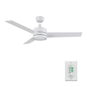 Louy 52 in. Color Changing Integrated LED Indoor Matte White 10-Speed DC Ceiling Fan with Light Kit and Wall Control