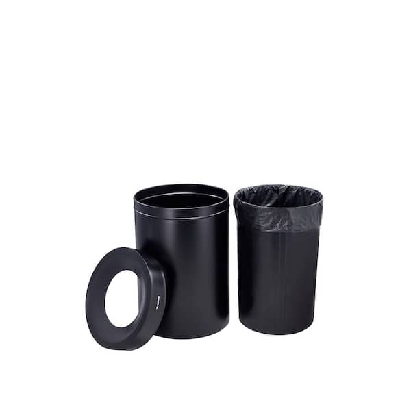 50 gal. Black Stainless Steel Open Top Commercial Trash Can with Removable Liner for Office, School, Home