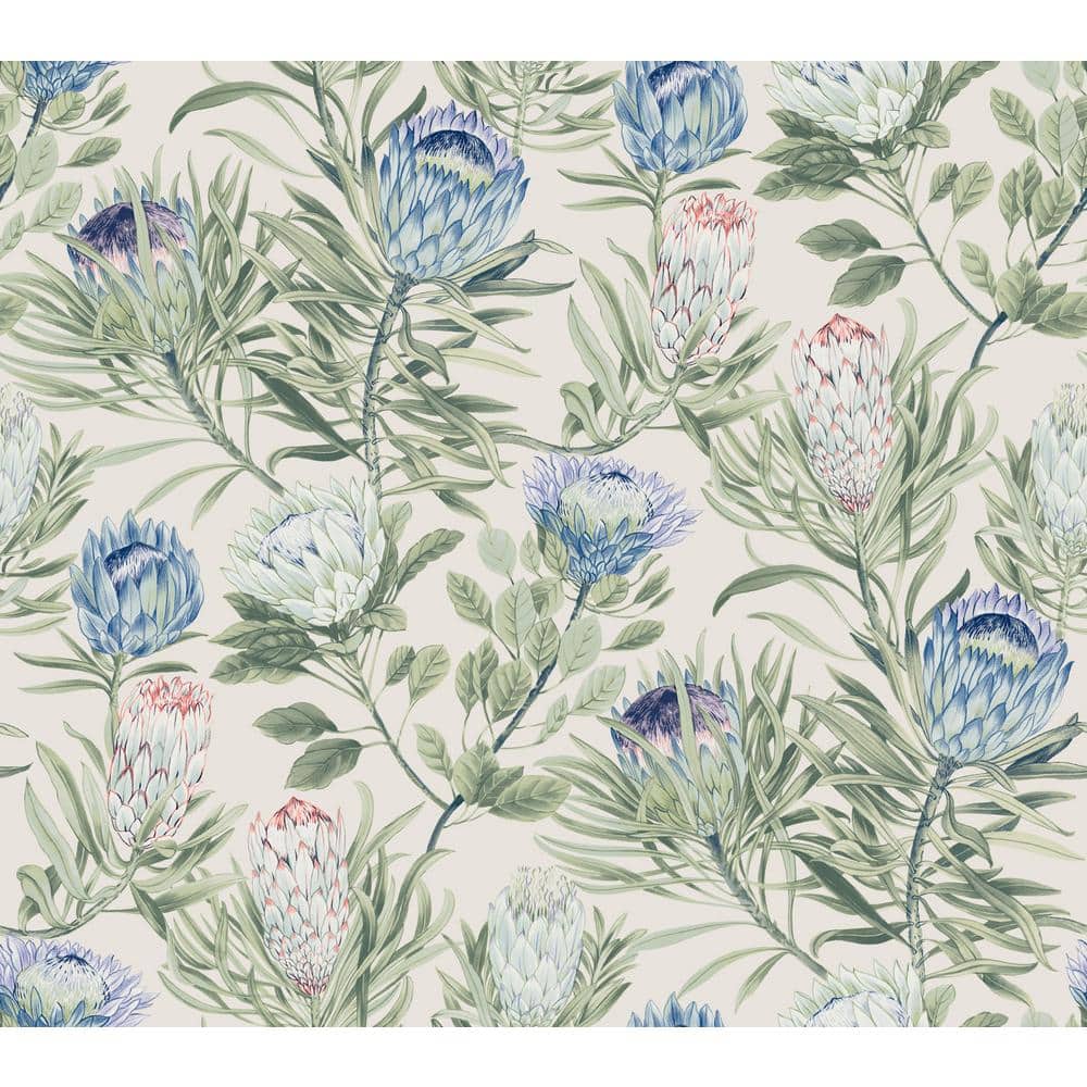 Cream and Blue Protea Paper Non-Pasted Matte Wallpaper price history on PriceWatchPro