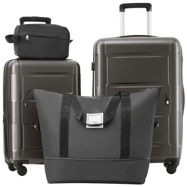 2-Piece Dark Gray ABS Hardside Spinner Lightweight Luggage Set with TSA Lock, Duffel Bag and Toiletry Bag (20" + 24")