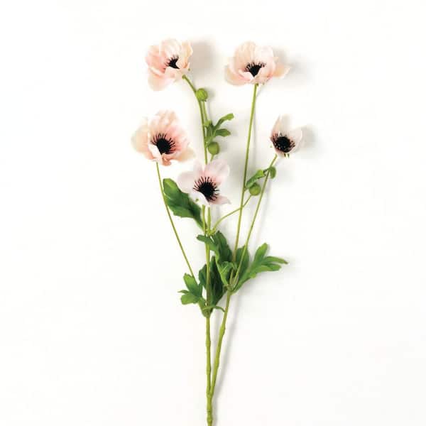 SULLIVANS 31.5 in. Peachy Pink Indoor Artificial Anemone Flower Spray