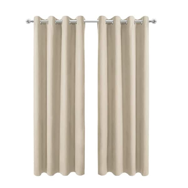 Pro Space Beige 34 in. W x 45 in. L Grommet Top Blackout Curtain with Room Darkening Noise Reducing