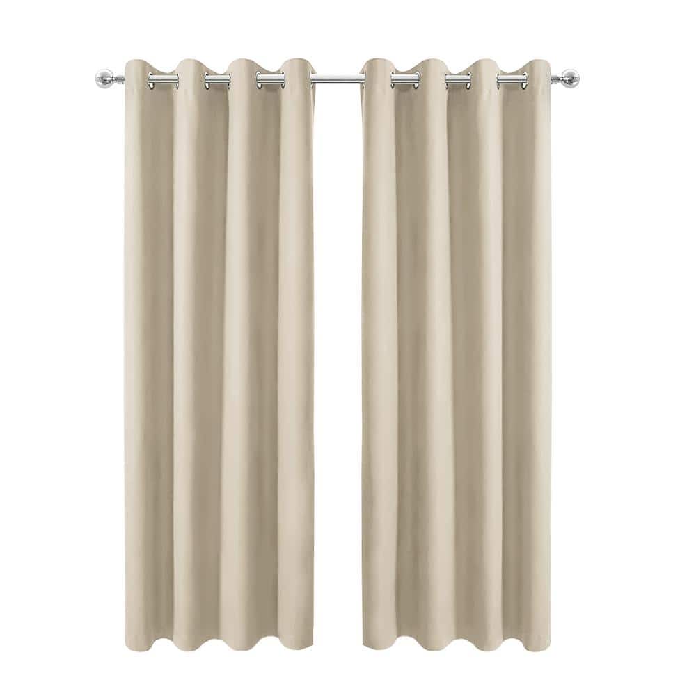 Beige Smooth 70 in.W x 63 in.L Blackout Curtains with Grommet Top Room Darkening Noise Reducing for Living Room Set of 4 price history on PriceWatchPro