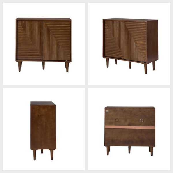 Walnut JAYDEN CREATION Winifred Walnut 34 in. Tall 2 - Door Accent