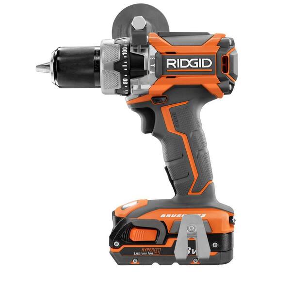 RIDGID - 18-Volt Lithium-Ion Cordless Brushless 1/2 in. Compact Hammer Drill with (2) 1.5 Ah Batteries and 18-Volt Charger