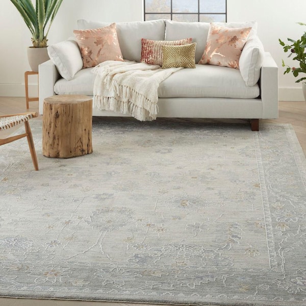 Asher Lt Grey 9 ft. x 13 ft. Persian Medallion Traditional Area Rug
