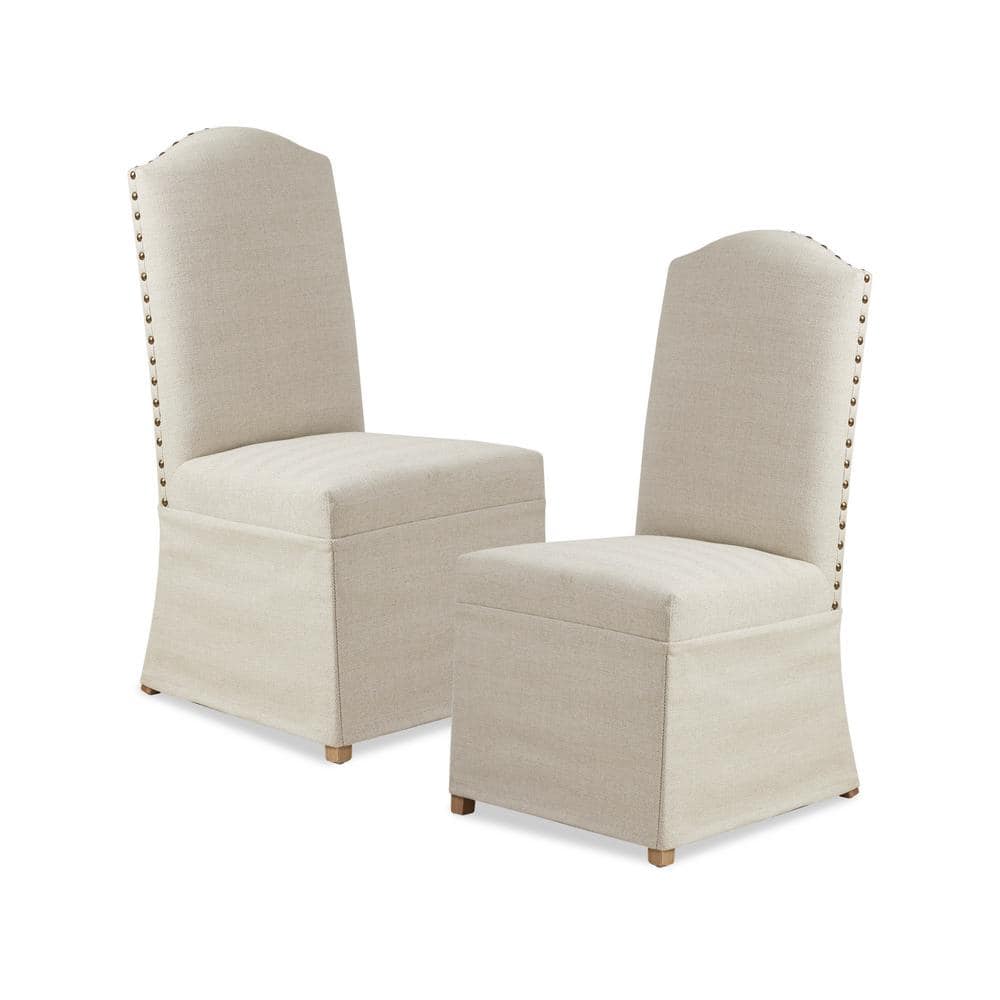 Madison Park Capa Beige Set of 2 High Back Dining Chairs with Skirts ...