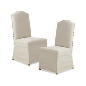 Capa Beige Set of 2 High Back Dining Chairs with Skirts