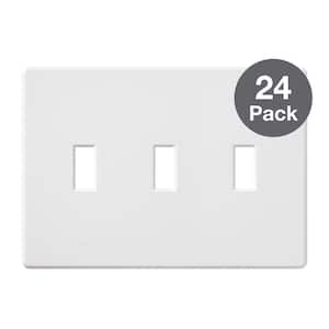 Fassada 3 Gang Toggle Switch Cover Plate for Dimmers and Switches, White (FG-3-WH-24PK) (24-Pack)