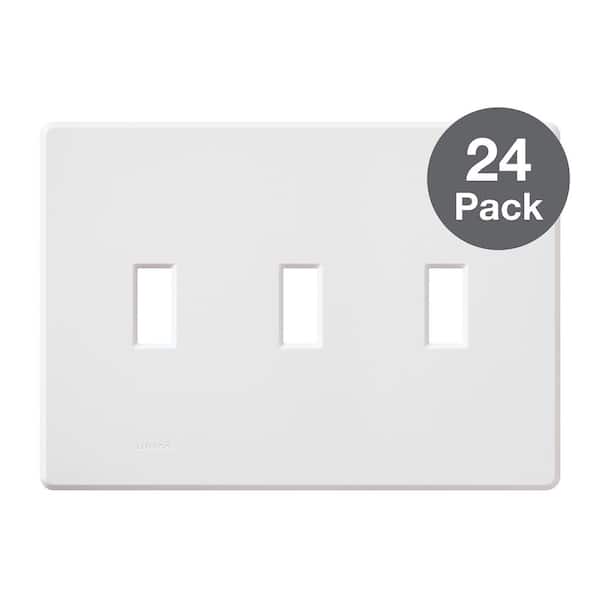 Lutron Fassada 3 Gang Toggle Switch Cover Plate for Dimmers and Switches, White (FG-3-WH-24PK) (24-Pack)