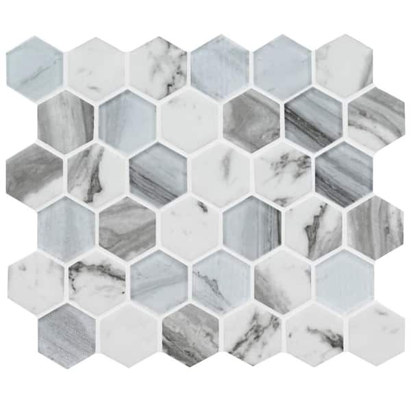 Esperanza 2 in. Hexagon 12 in. x 12 in. x 0.24 in. Glass Mesh-Mounted Mosaic Wall Tile (14.55 sq. ft./Case)