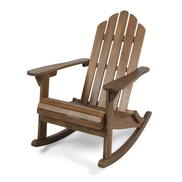 COOLSHARK Acacia Wood Outdoor Rocking Chair with Backrest Inclination, High Backrest, Deep Contoured Seat for Balcony, Porch, Deck