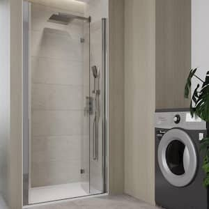 36 in. to 37-3/8 in. W x 72 in. H Semi-Frameless Bi-Fold Shower Door in Chrome Finish with Clear Glass