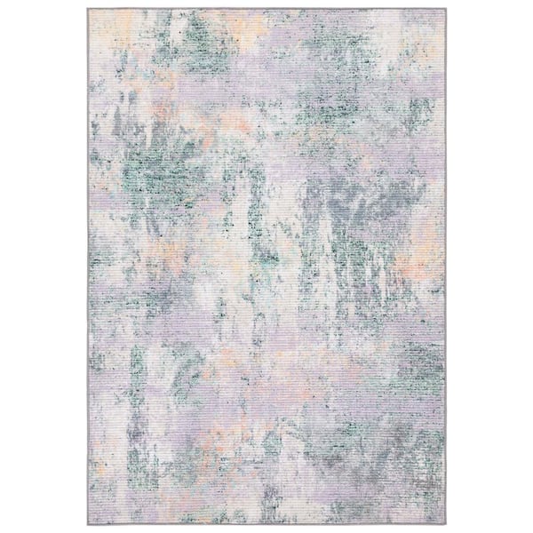 Sequoia Gray/Purple 7 ft. x 9 ft. Machine Washable Distressed Abstract Area Rug