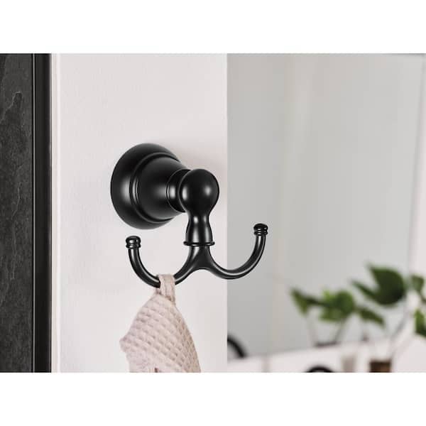 Banbury Double Robe Hook in Matte Black (2-Pack Combo)
