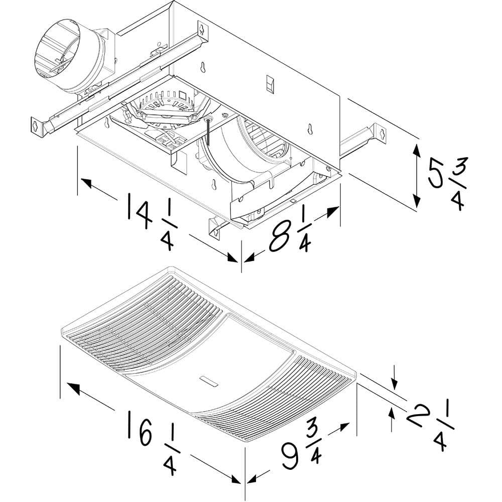 Brighter White 80 CFM Ceiling Mount Bathroom Exhaust Fan with Heater