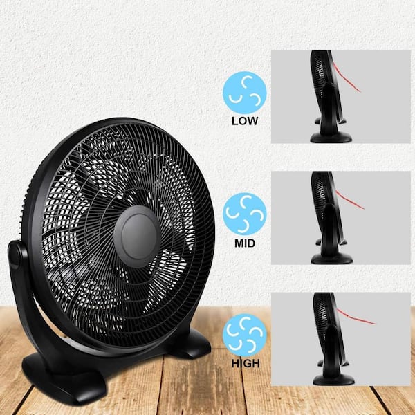 Aoibox 18 in. 3-Speed Plastic Floor Fan in Black with Built in Handle  SNSA21-1FN005 - The Home Depot